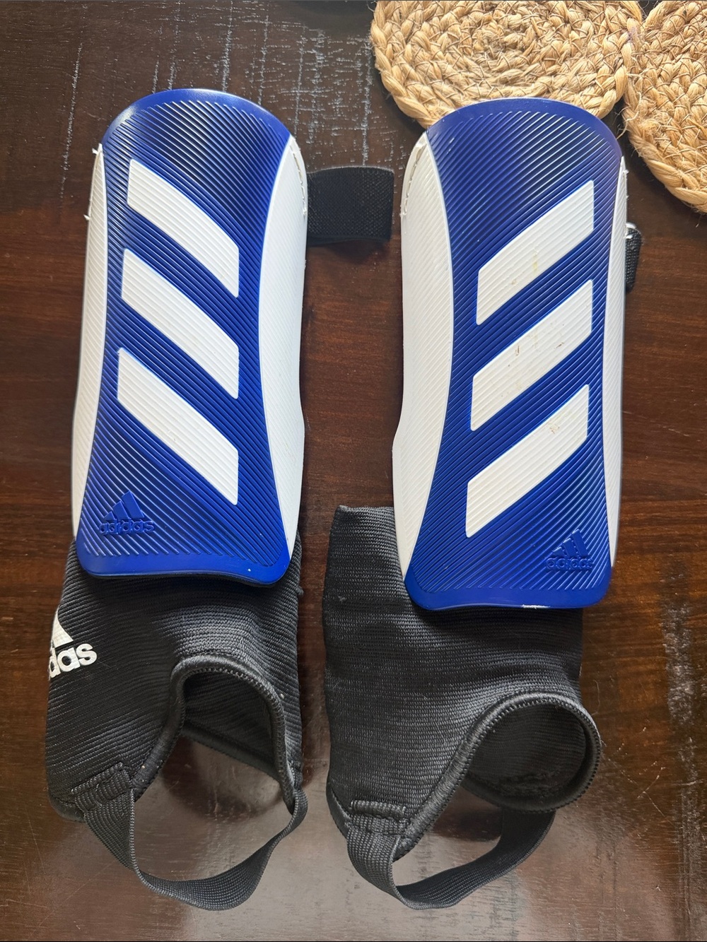 Adidas Kids Soccer Shin Guards Blue White Size Large L